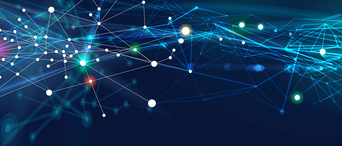 Abstrakte Linien und Punkte formen ein Netzwerk