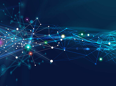 Abstrakte Linien und Punkte formen ein Netzwerk