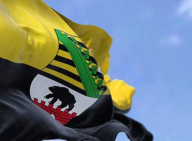 Flagge Sachsen-Anhalts im Wind