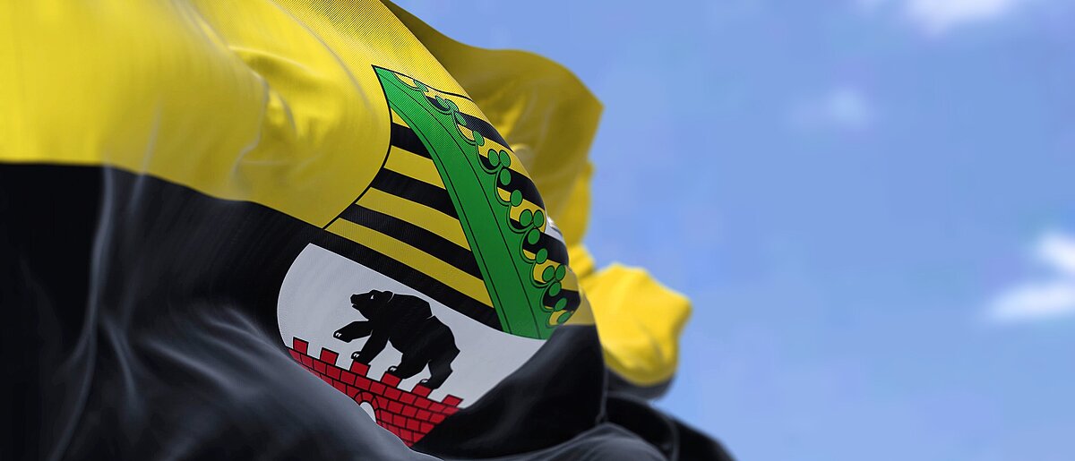 Flagge Sachsen-Anhalts im Wind