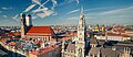 Skyline der Stadt München mit Blick auf die Frauenkirche