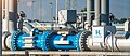 Pipeline zum Transport von Wasserstoff vor einer Industrieanlage