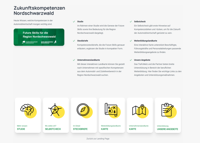 Screenshot der Webanwendung Zukunftskompetenzen Nordschwarzwald